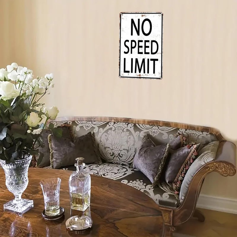 CrazySign Boys Gifts Retro Tin Sign No Speed Limit Sign for Boys Room Man Cave Garage Bedroom Vintage Style Wall Art Decor 8 x 12 Inch (3096) - Image 5